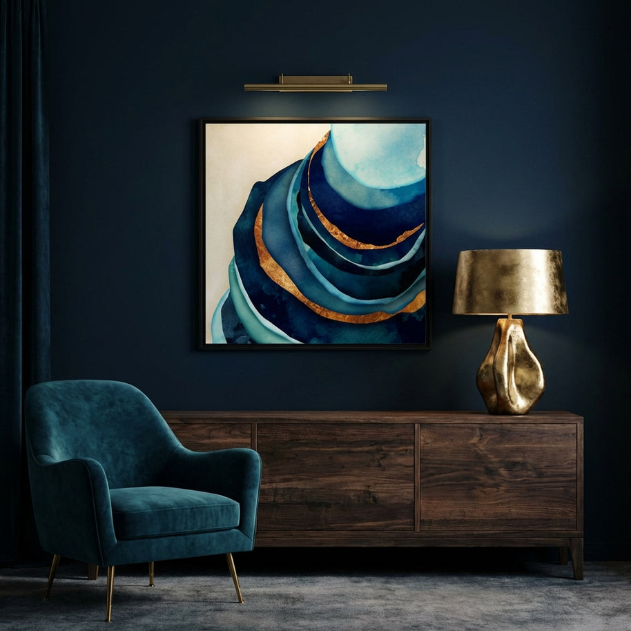 Abstract Blue and Gold - Matte Canvas, Framed (Multi-color)