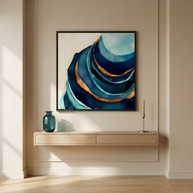 Abstract Blue and Gold - Matte Canvas, Framed (Multi-color)