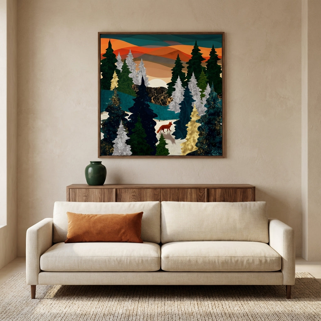 Amber Fox - Matte Canvas, Framed (Multi-color)