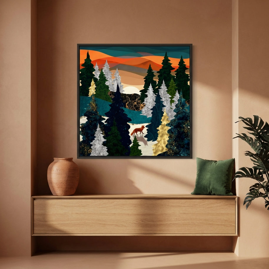 Amber Fox - Matte Canvas, Framed (Multi-color)