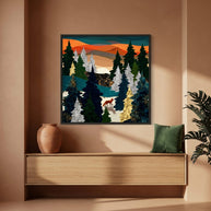 Amber Fox - Matte Canvas, Framed (Multi-color)