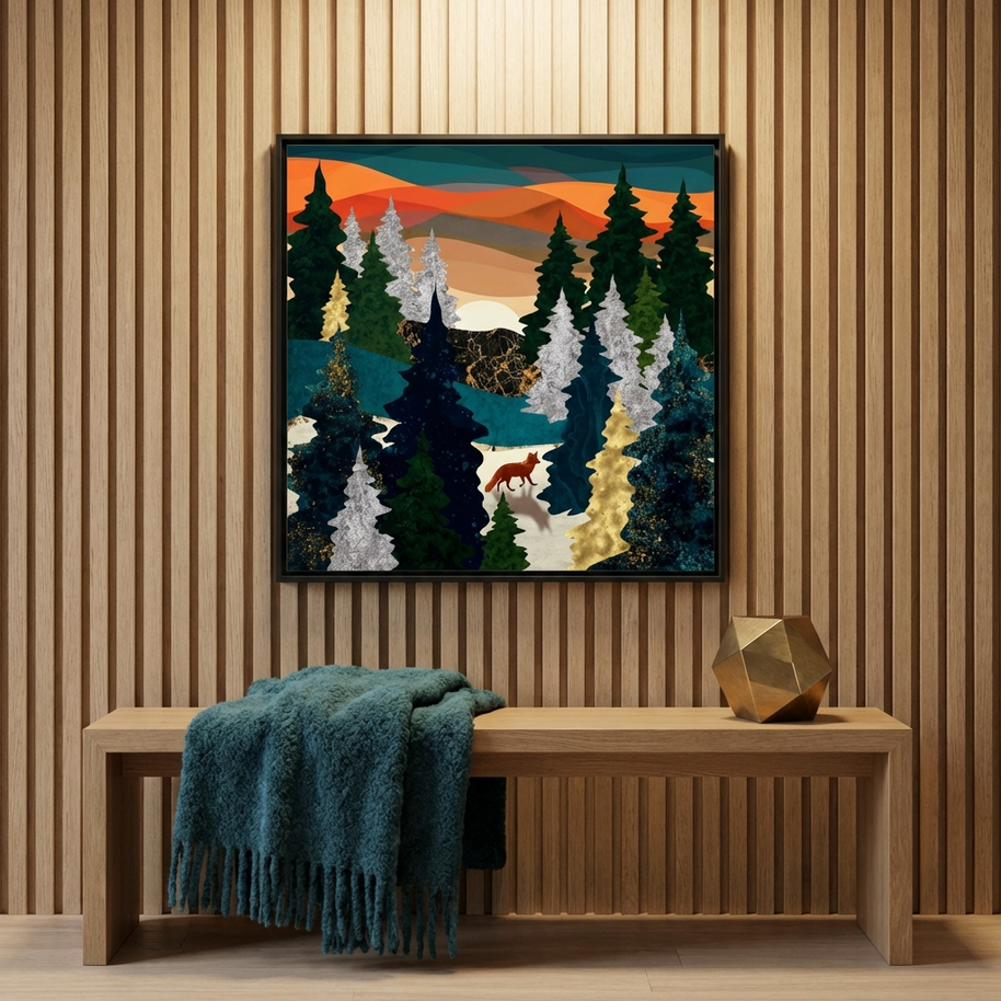 Amber Fox - Matte Canvas, Framed (Multi-color)