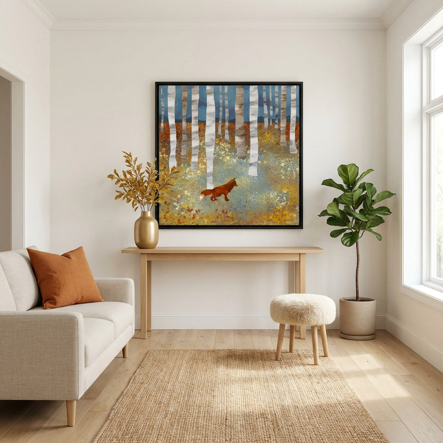 Autumn Fox - Matte Canvas, Framed (Multi-color)