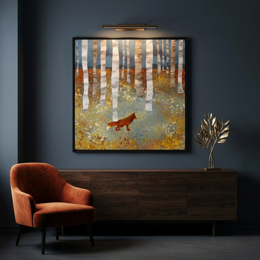 Autumn Fox - Matte Canvas, Framed (Multi-color)