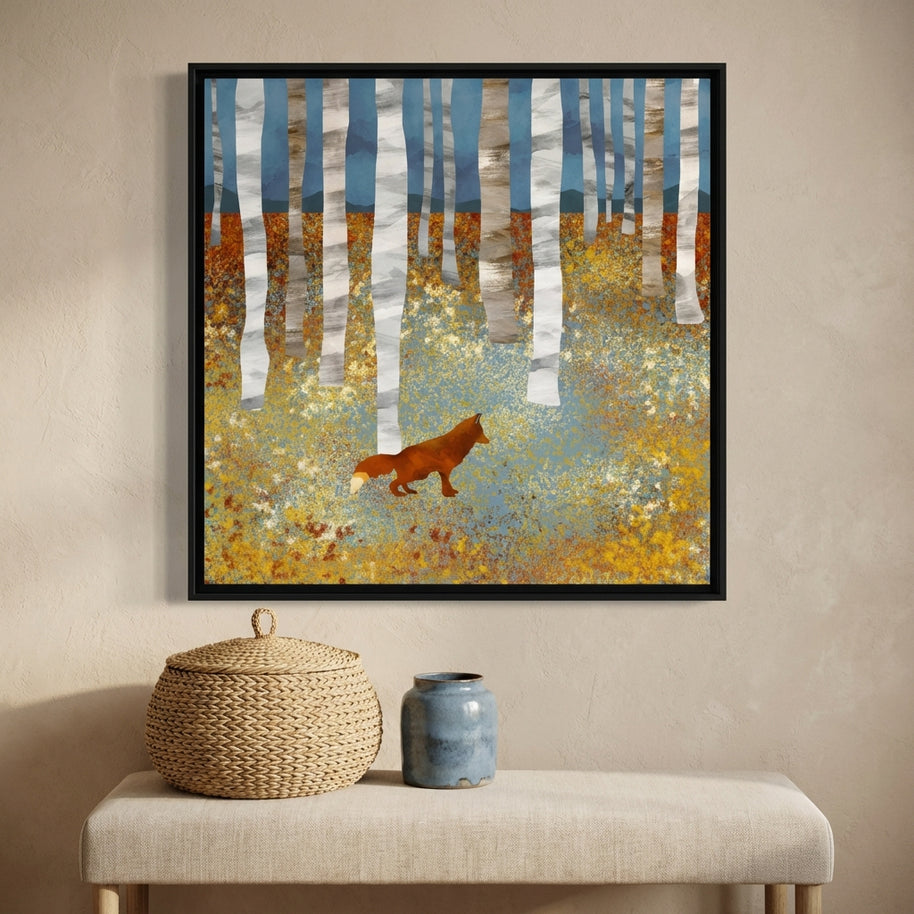 Autumn Fox - Matte Canvas, Framed (Multi-color)