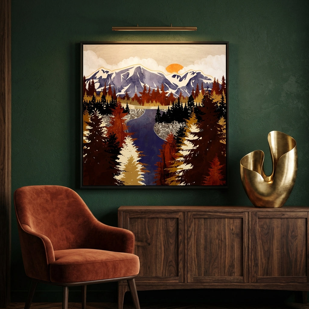 Autumn River - Matte Canvas, Framed (Multi-color)