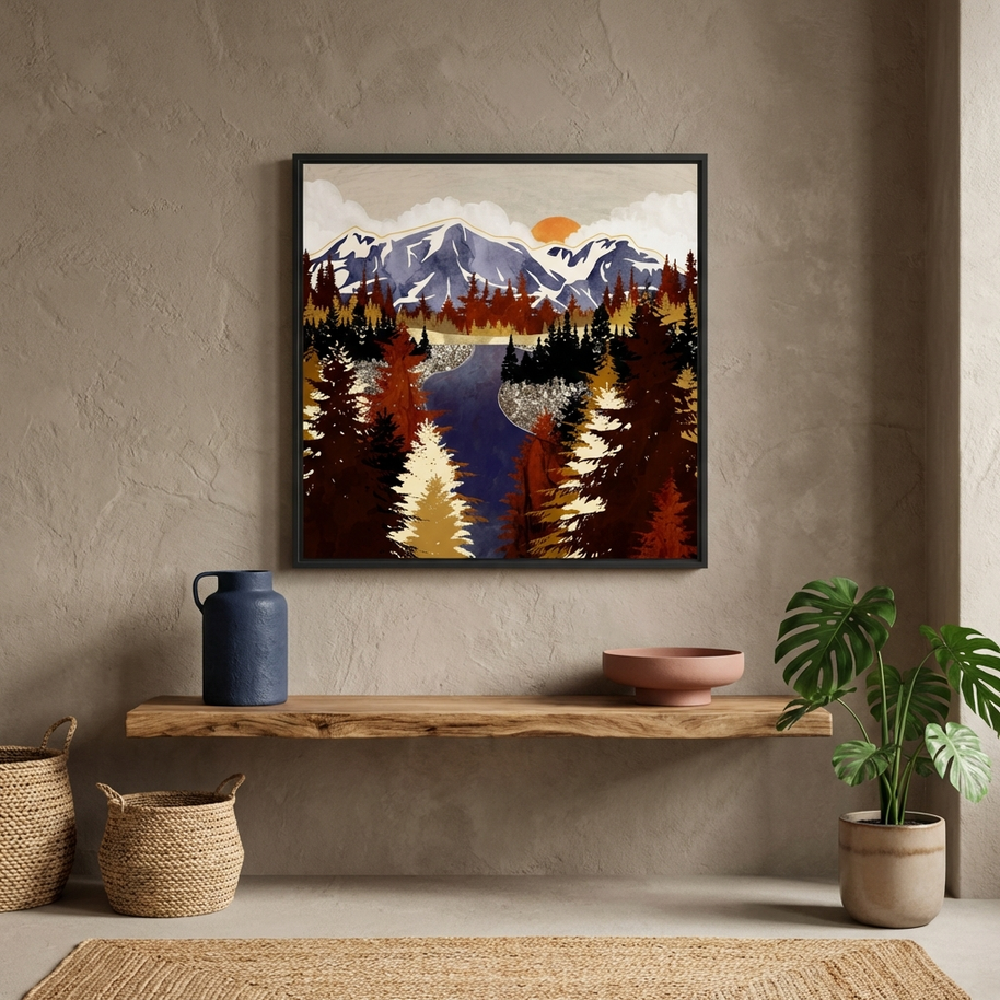 Autumn River - Matte Canvas, Framed (Multi-color)
