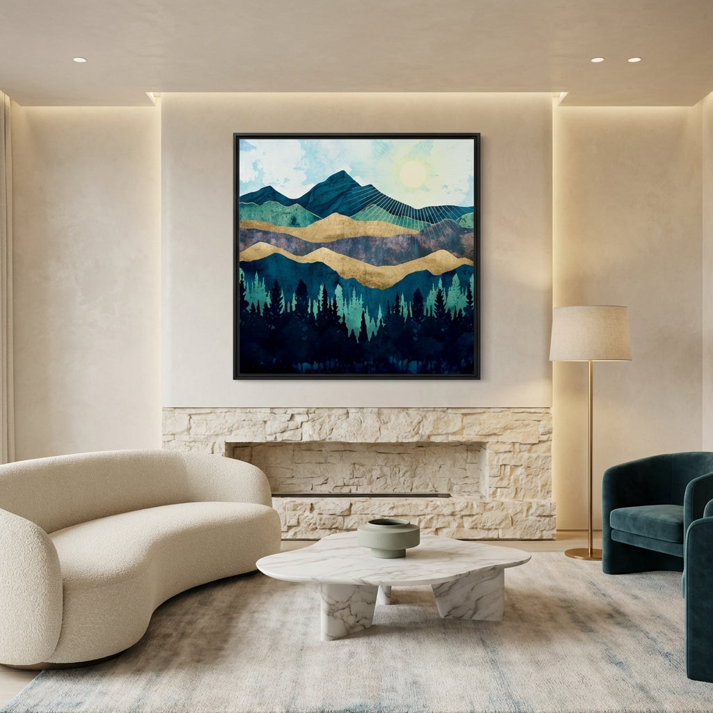 Blue Forest - Matte Canvas, Framed (Multi-color)