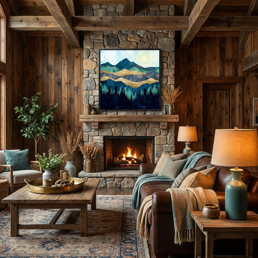 Blue Forest - Matte Canvas, Framed (Multi-color)