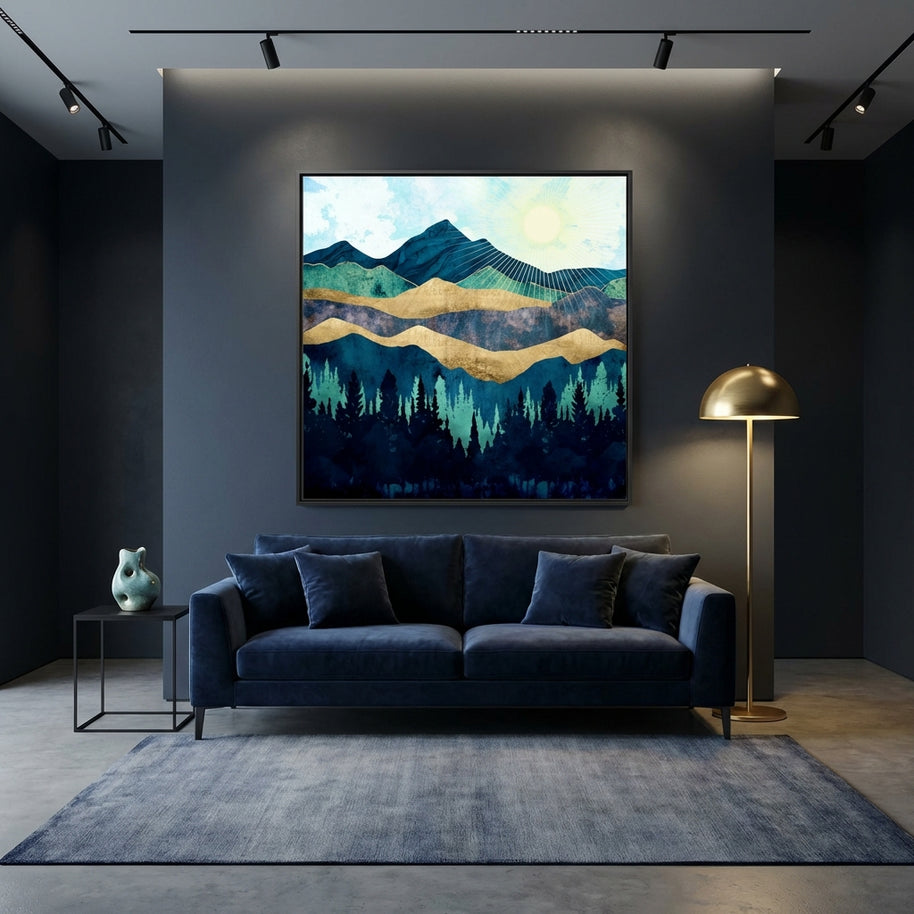 Blue Forest - Matte Canvas, Framed (Multi-color)