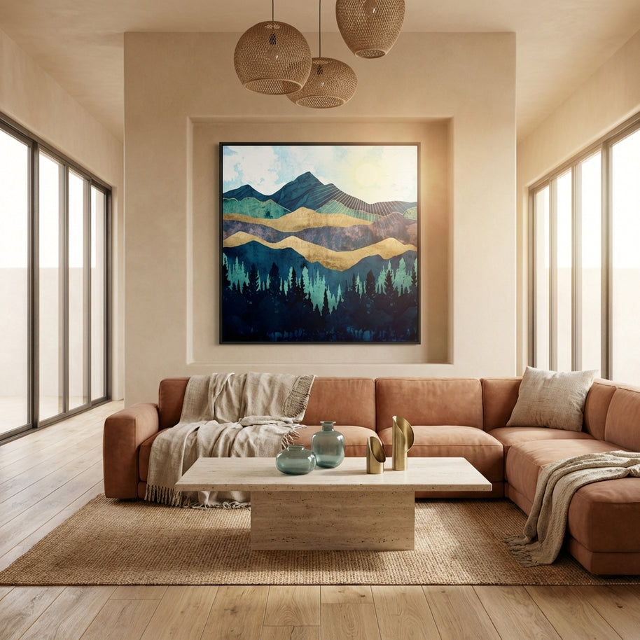 Blue Forest - Matte Canvas, Framed (Multi-color)