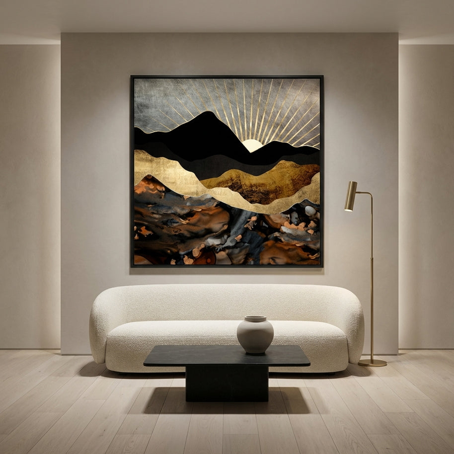 Copper and Gold Mountains - Matte Canvas, Framed (Multi-color)