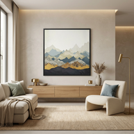 Distant Peaks - Matte Canvas, Framed (Multi-color)