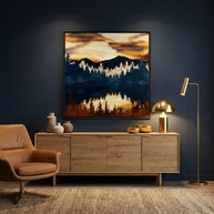 Fall Sunset - Matte Canvas, Framed (Multi-color)