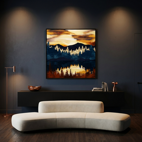 Fall Sunset - Matte Canvas, Framed (Multi-color)