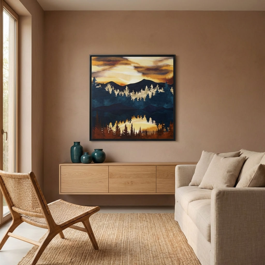 Fall Sunset - Matte Canvas, Framed (Multi-color)