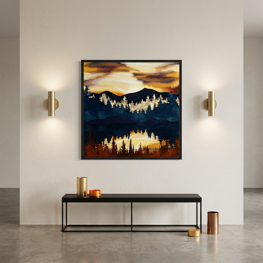 Fall Sunset - Matte Canvas, Framed (Multi-color)