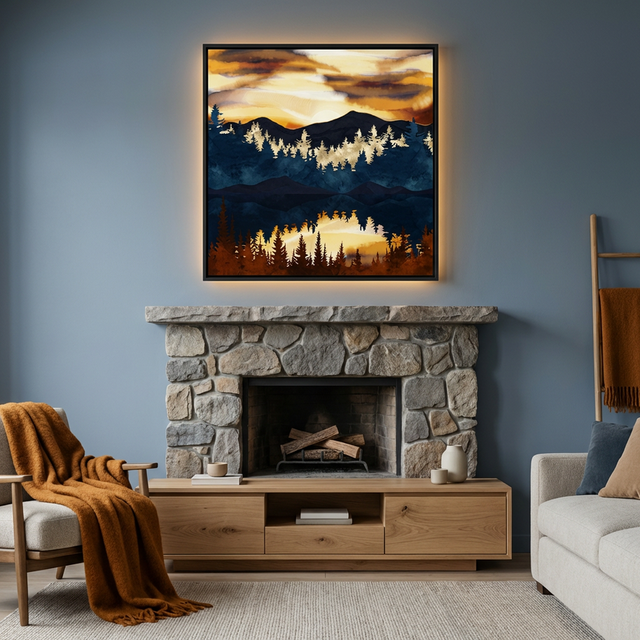 Fall Sunset - Matte Canvas, Framed (Multi-color)