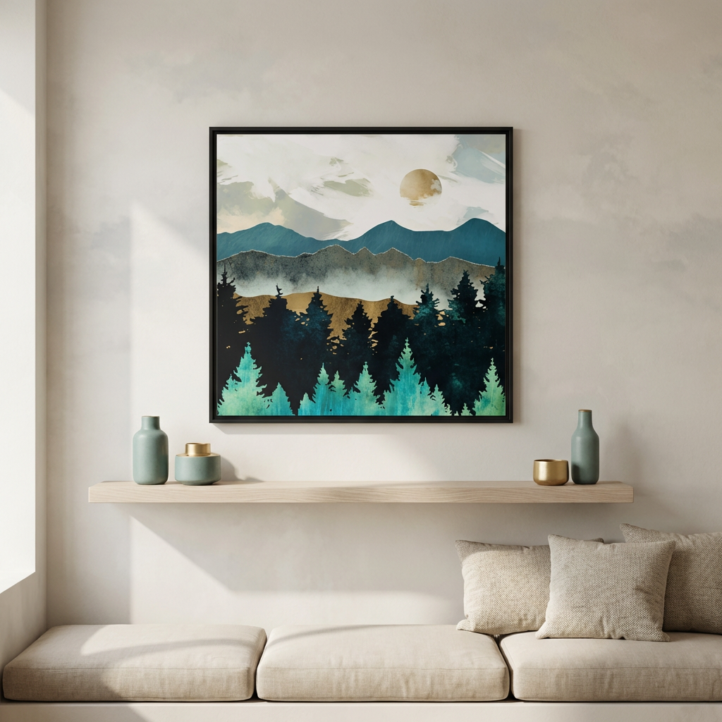 Forest Mist - Matte Canvas, Framed (Multi-color)
