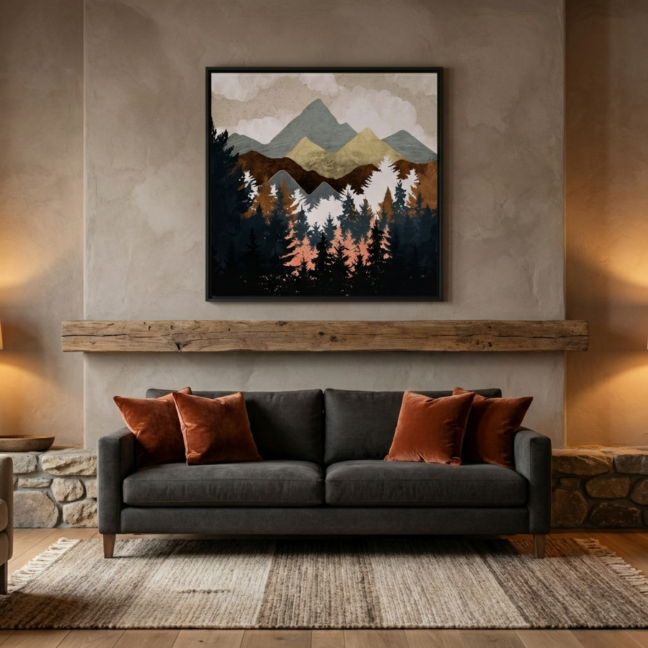 Forest View - Matte Canvas, Framed (Multi-color)