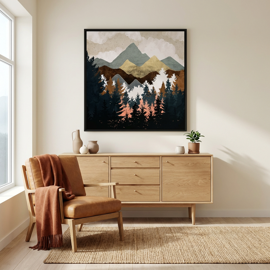 Forest View - Matte Canvas, Framed (Multi-color)