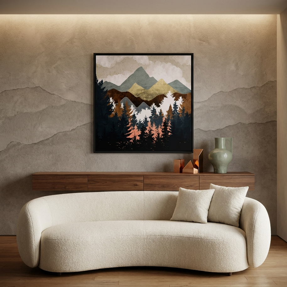 Forest View - Matte Canvas, Framed (Multi-color)