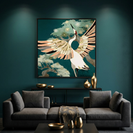 Golden Crane - Matte Canvas, Framed (Multi-color)