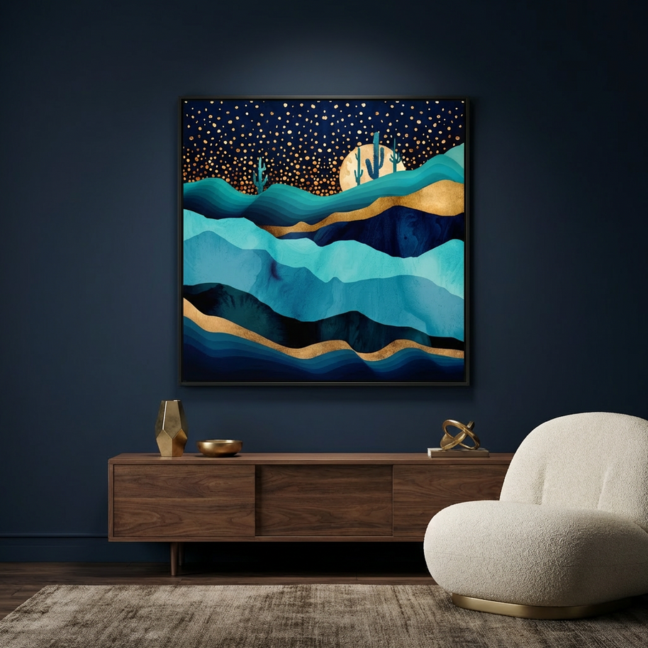 Indigo Desert Night - Matte Canvas, Framed (Multi-color)