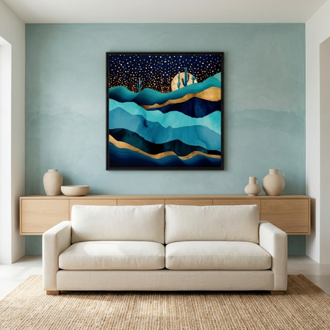 Indigo Desert Night - Matte Canvas, Framed (Multi-color)