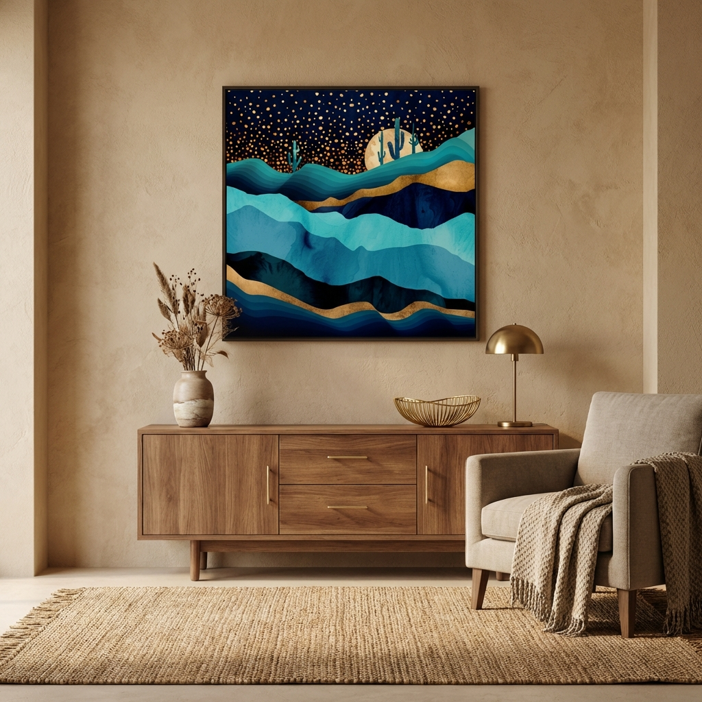Indigo Desert Night - Matte Canvas, Framed (Multi-color)