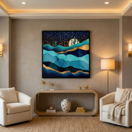 Indigo Desert Night - Matte Canvas, Framed (Multi-color)
