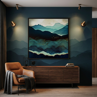 Indigo Mountains - Matte Canvas, Framed (Multi-color)