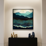 Indigo Mountains - Matte Canvas, Framed (Multi-color)