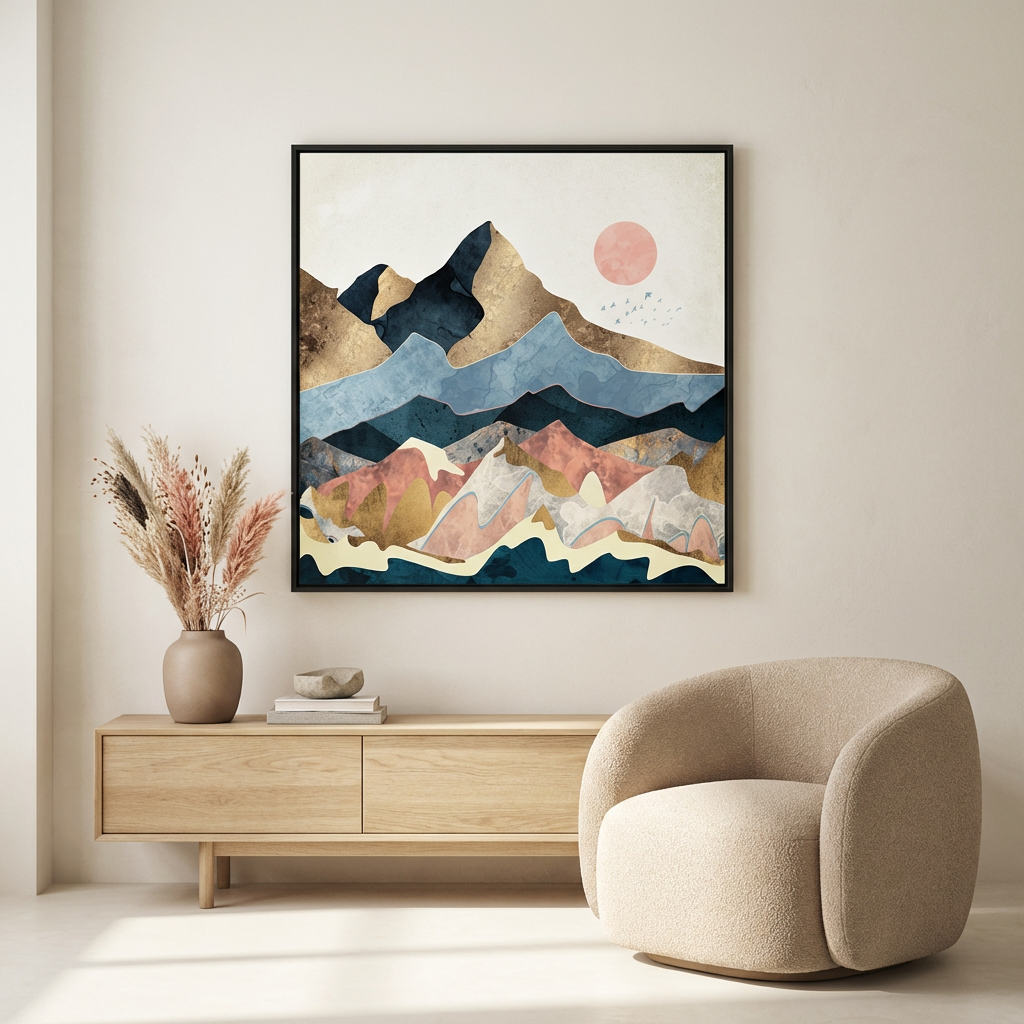Golden Peaks - Matte Canvas, Framed (Multi-color)