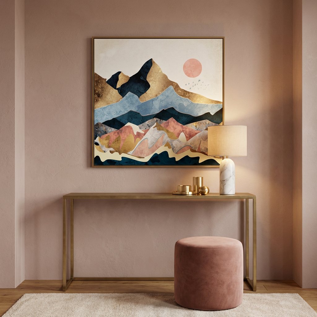 Golden Peaks - Matte Canvas, Framed (Multi-color)