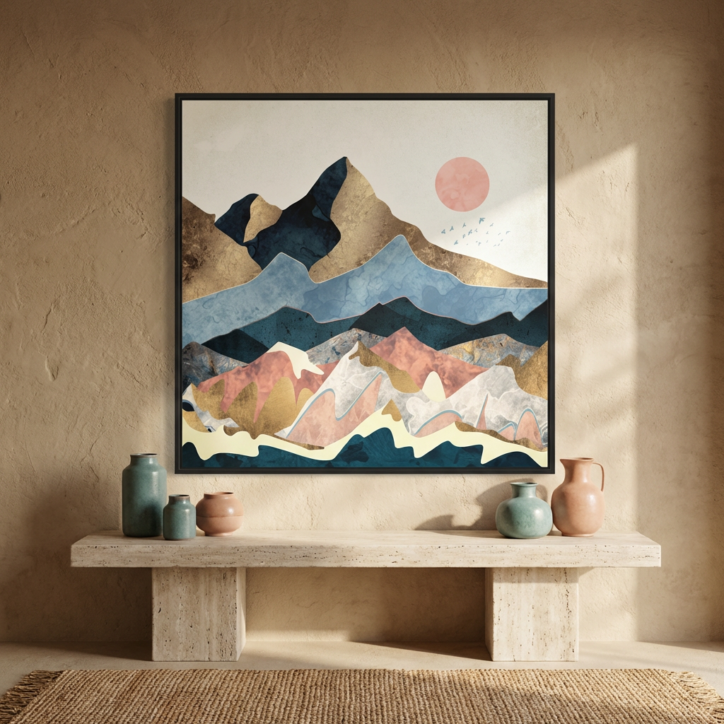 Golden Peaks - Matte Canvas, Framed (Multi-color)