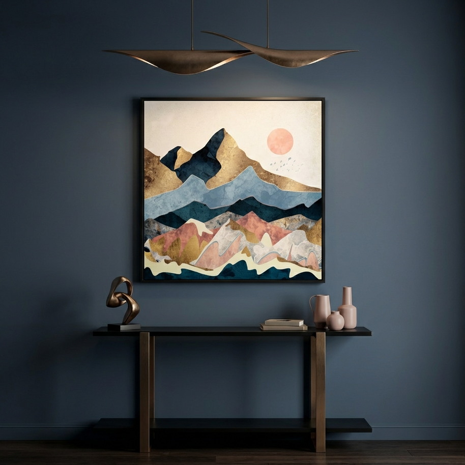 Golden Peaks - Matte Canvas, Framed (Multi-color)
