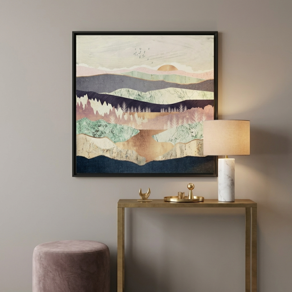 Golden Spring Reflection - Matte Canvas, Framed (Multi-color)
