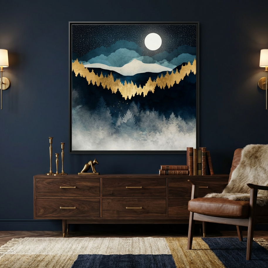 Indigo Night - Matte Canvas, Framed (Multi-color)