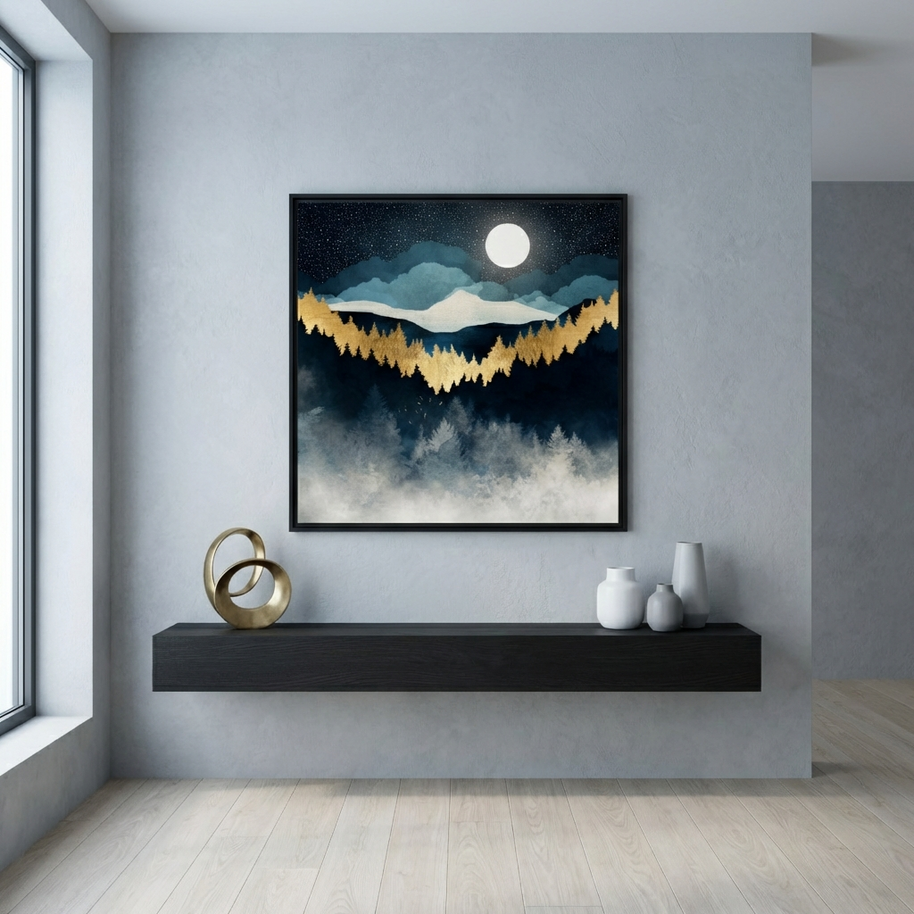 Indigo Night - Matte Canvas, Framed (Multi-color)