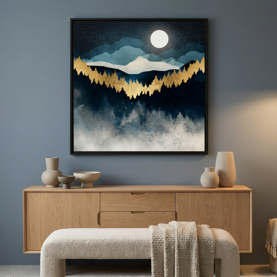Indigo Night - Matte Canvas, Framed (Multi-color)
