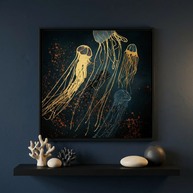 Metallic Jellyfish - Matte Canvas, Framed (Multi-color)
