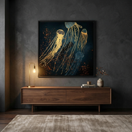 Metallic Jellyfish - Matte Canvas, Framed (Multi-color)