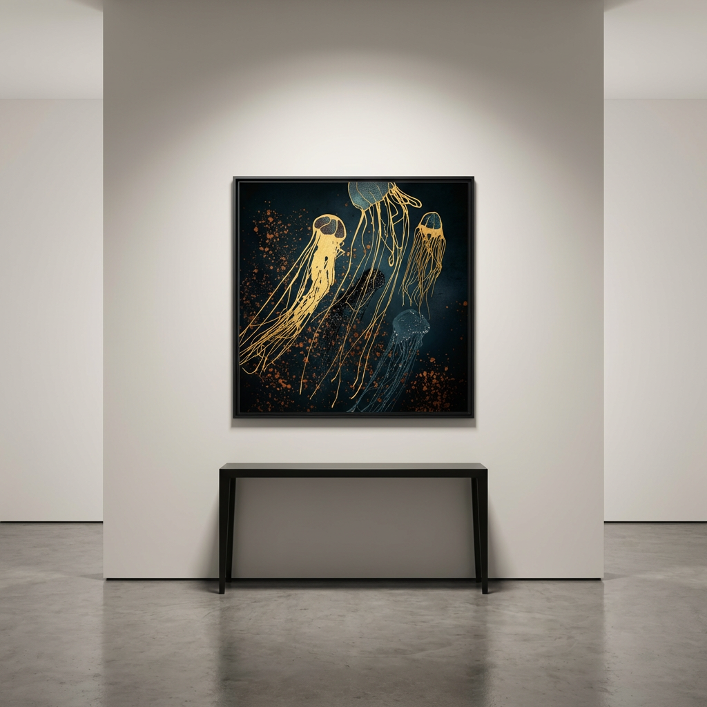 Metallic Jellyfish - Matte Canvas, Framed (Multi-color)