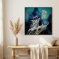 Metallic Jellyfish III - Matte Canvas, Framed (Multi-color)