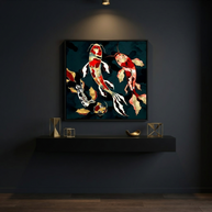 Metallic Koi - Matte Canvas, Framed (Multi-color)