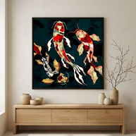 Metallic Koi - Matte Canvas, Framed (Multi-color)