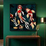 Metallic Koi - Matte Canvas, Framed (Multi-color)