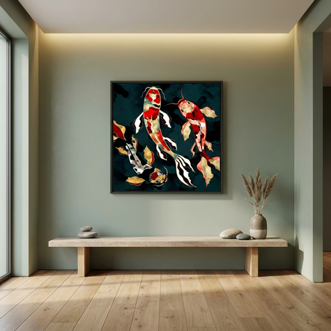 Metallic Koi - Matte Canvas, Framed (Multi-color)