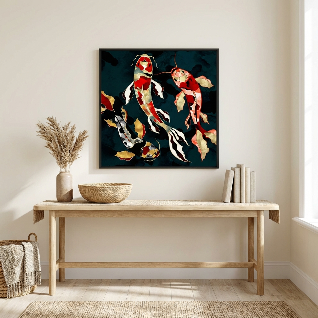 Metallic Koi - Matte Canvas, Framed (Multi-color)